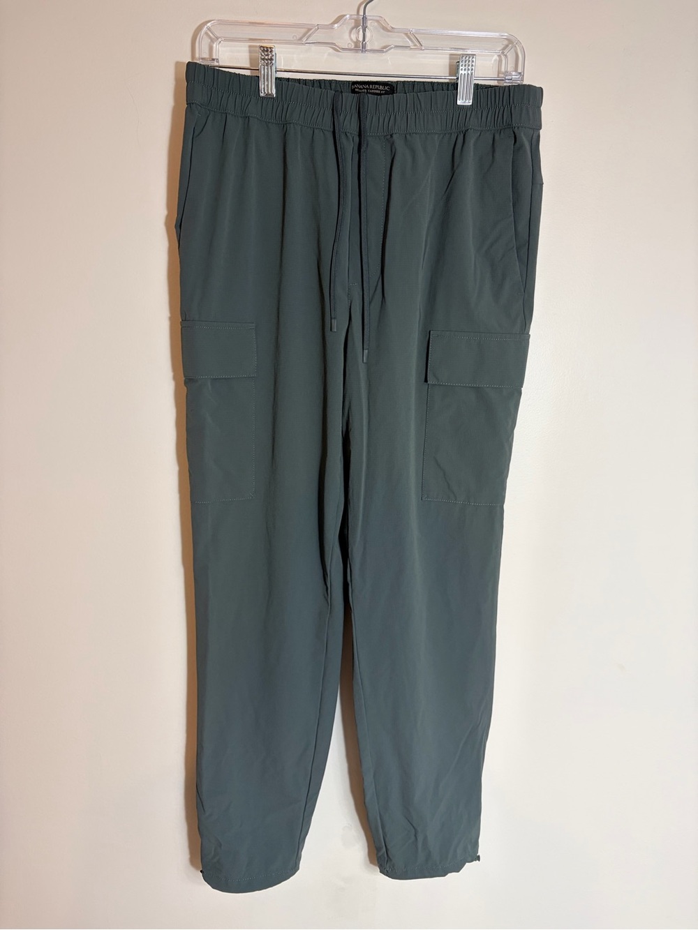 Banana Republic Women Casual Cargo Jogger Pant Tapered Elastic Waist blue/green